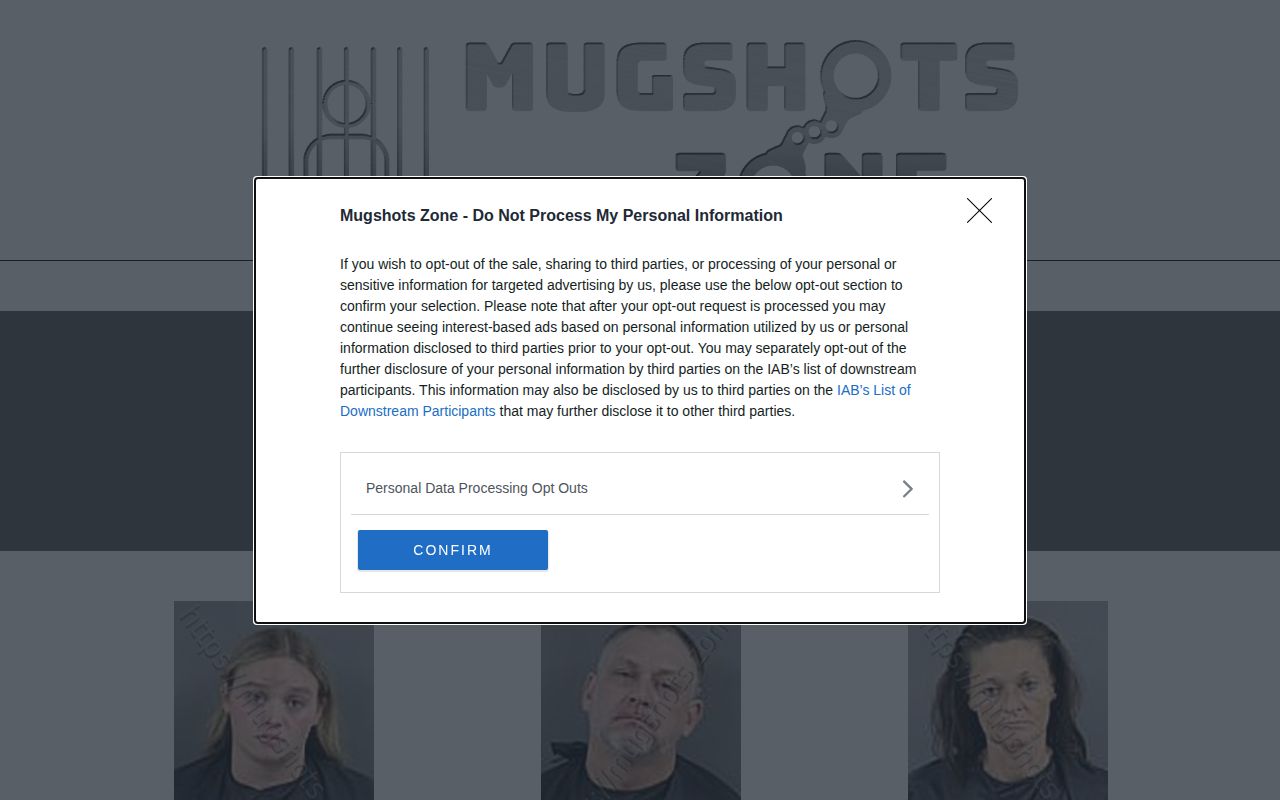 Anderson County booking-record secondary listing source, Mugshots.Zone